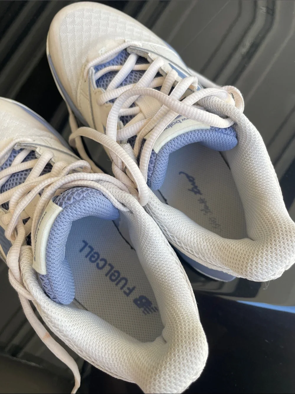 New Balance White and Light Blue Women's Athletic Sneakers